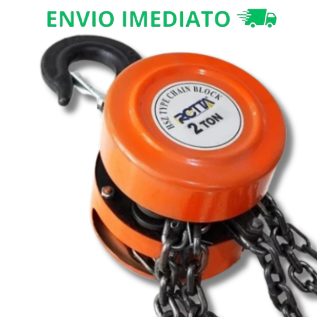 Talha Manual 2 Tonelada 2000 Kg Com Corrente Aço 6 Metros Profissional - Rotta