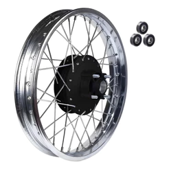 Roda Traseira Alinhada Raio 4mm Cromado ou Inox Fan 125 09/22 C/ Cubo Preto