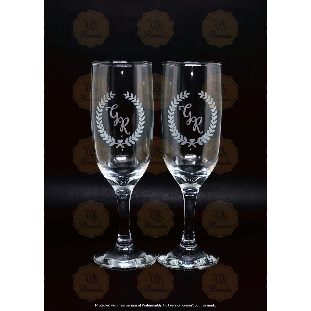 Par de Taça para Champanhe em Vidro Personalizadas Jateada à Laser em Oferta na Shopee