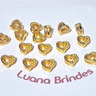 Coração de ABS Dourado com furo passante Pacote Com 30/50/75/100 unidade em Oferta na Shopee