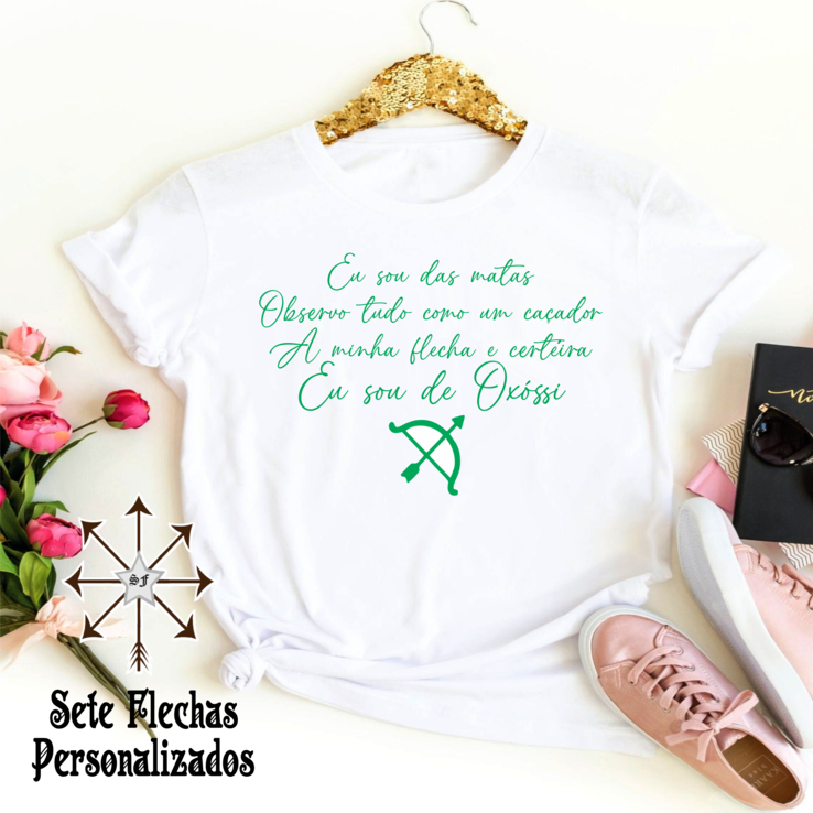 Camiseta Umbanda e Candomblé - eu sou das matas ,observo tudo como um caçador a minha flecha é certeira sou de Oxóssi