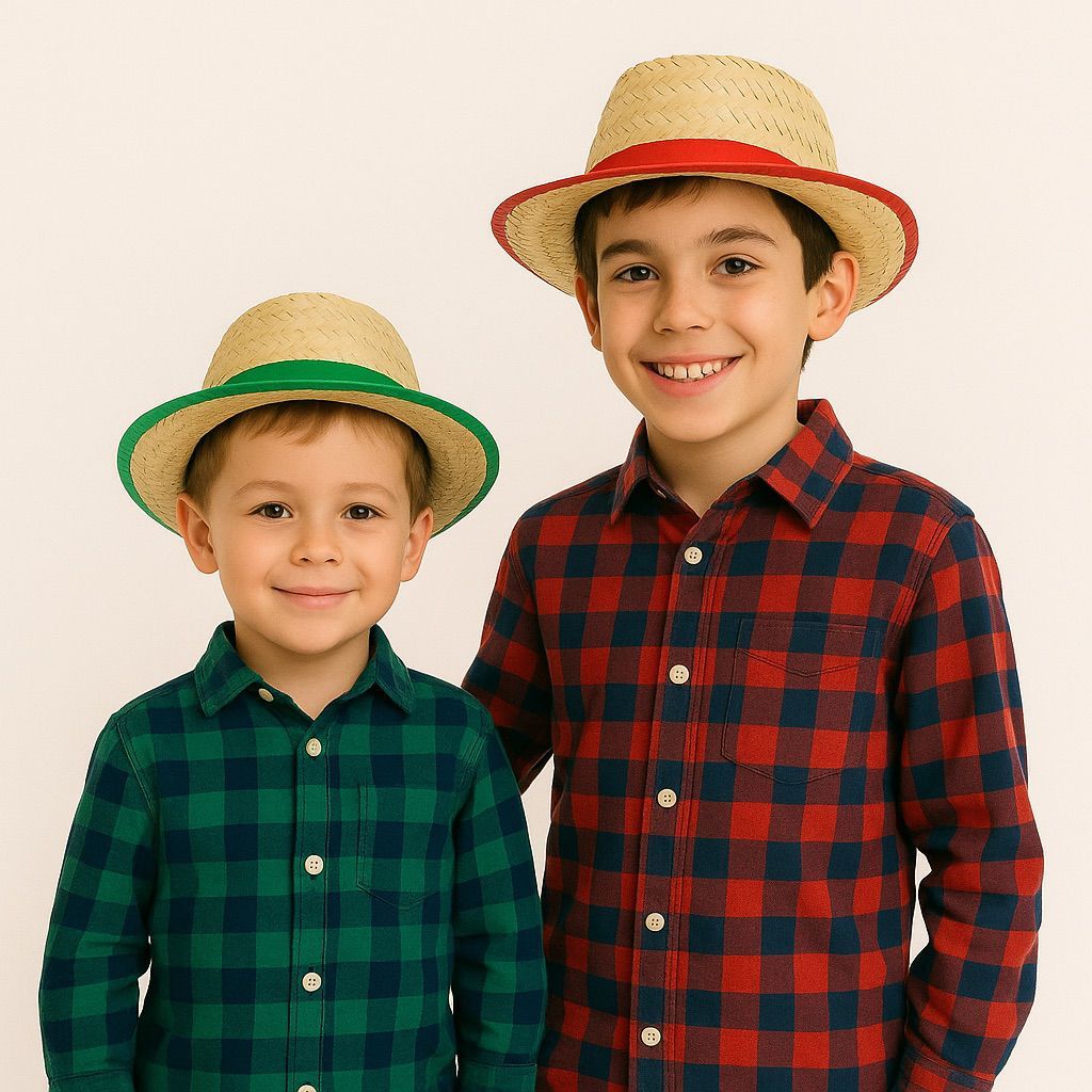 Chapéu de Palha Malandrinho Infantil Junino Italianinho Texano  Arraia