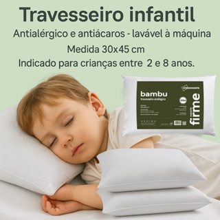 Travesseiro Infantil Antialérgico e antiácaros 30x45 Lavável á maquina de 2 á 8 Anos em Oferta na Shopee