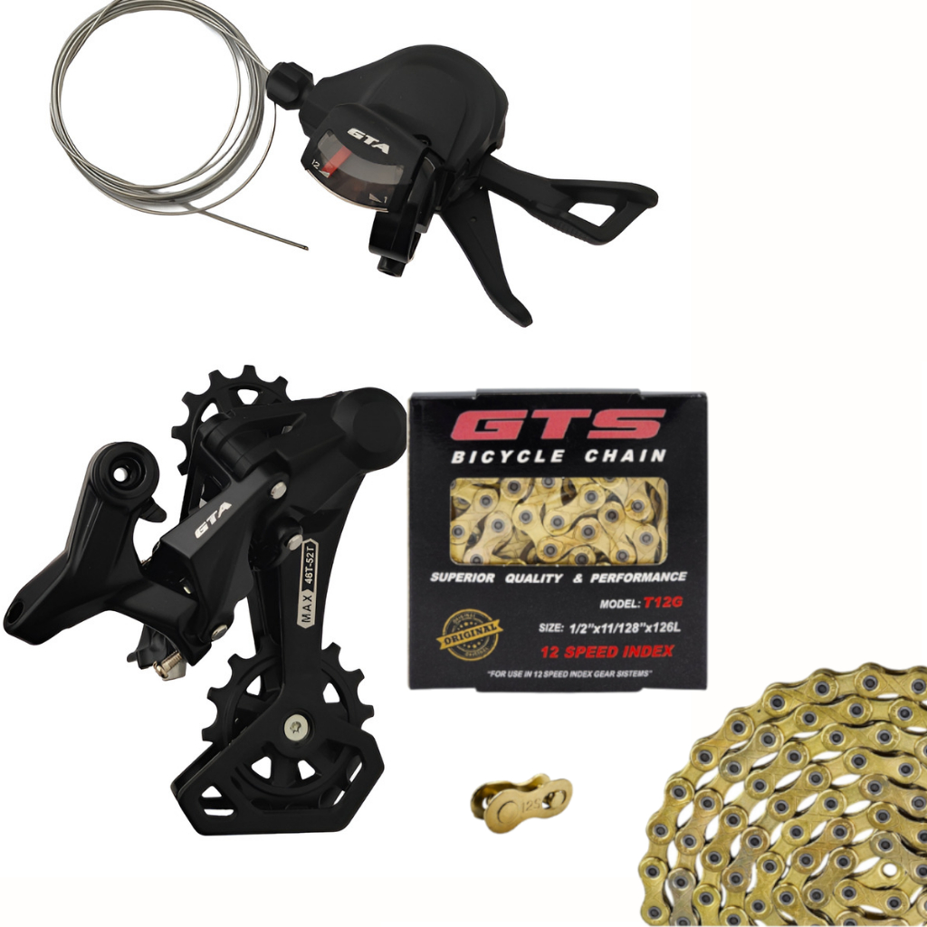 Kit Câmbio Traseiro 12v Transmissao Relaçao C/ Alavanca Trocador E Corrente Ouro GTS