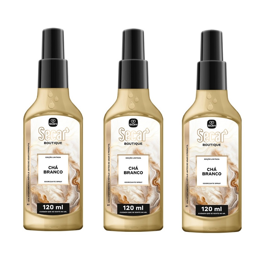 Kit 3 Odorizante de Ambientes Boutique Secar Spray 120ml em Oferta na Shopee