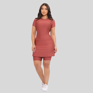 Conjunto Fitness Feminino Moda Evangelica Com Bolso Vestido e Short Treinos Moda Crista em Oferta na Shopee