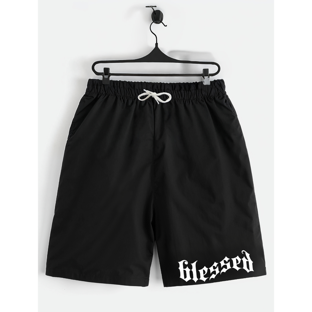 Shorts Preto Bermuda Calção Verão Blesed Abençoado Estampado Infantil Juvenil em Oferta na Shopee
