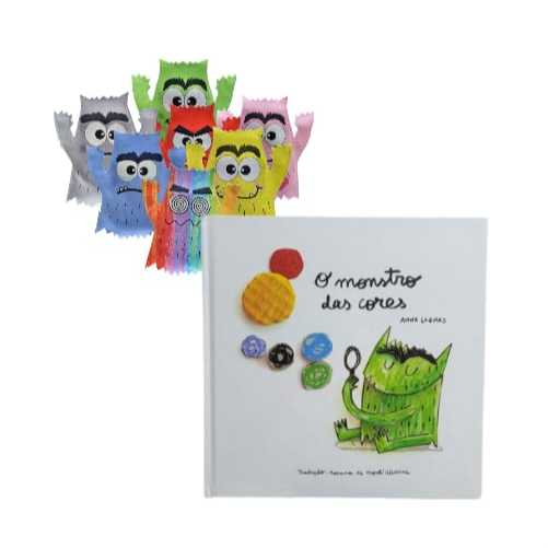 Kit livro O Monstro das Cores + 7 fantoches das emoções, pedagógicos