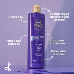 Shampoo Tonalizante Pet Cães Gatos Pelagem Branca Hydra Groomers Color White 500mL