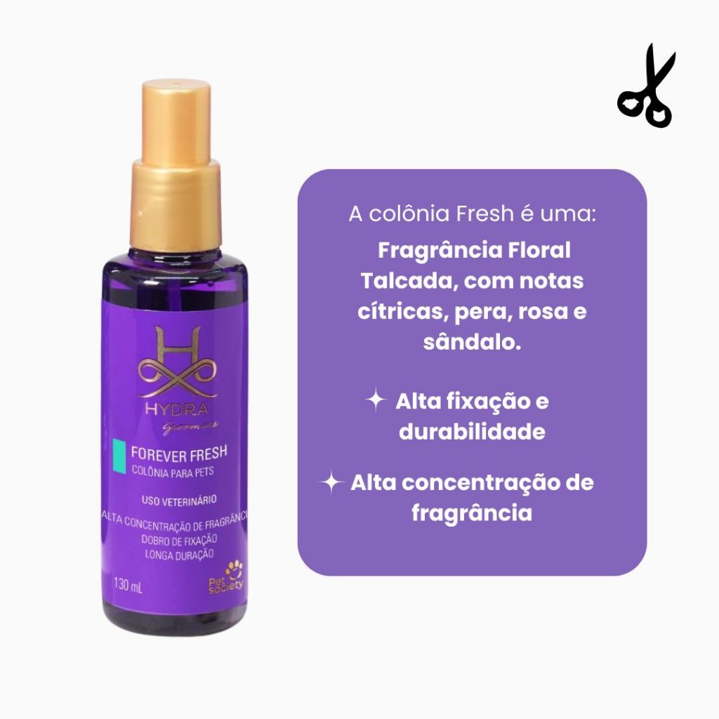 Colônia Pet Cachorro e Gato Hydra Groomers Forever Fresh 130mL