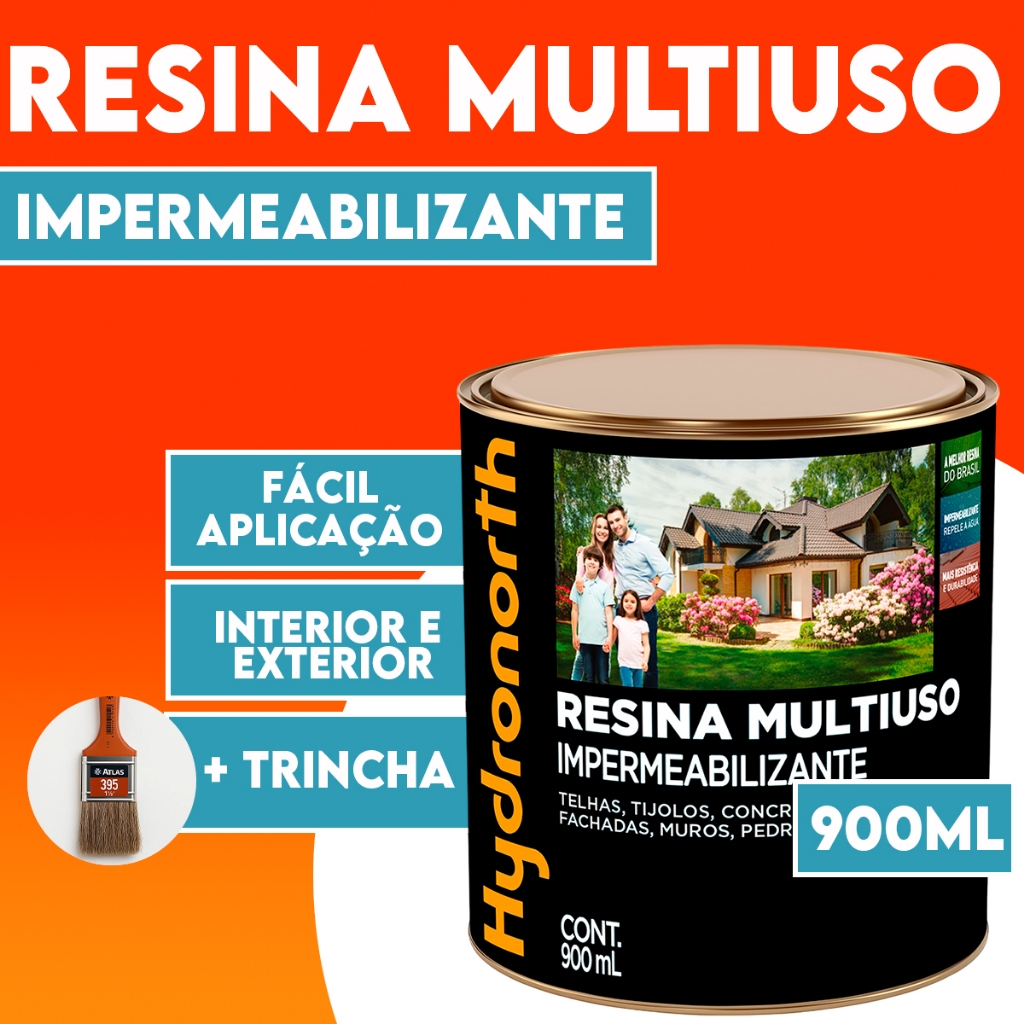 Resina Multiuso Solv. Brilhante 900ml Hydronorth + Trincha