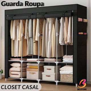 Guarda Roupa Dobrável Armário Organizador Multiuso Roupeiro Cabideiro Sapateira em Oferta na Shopee