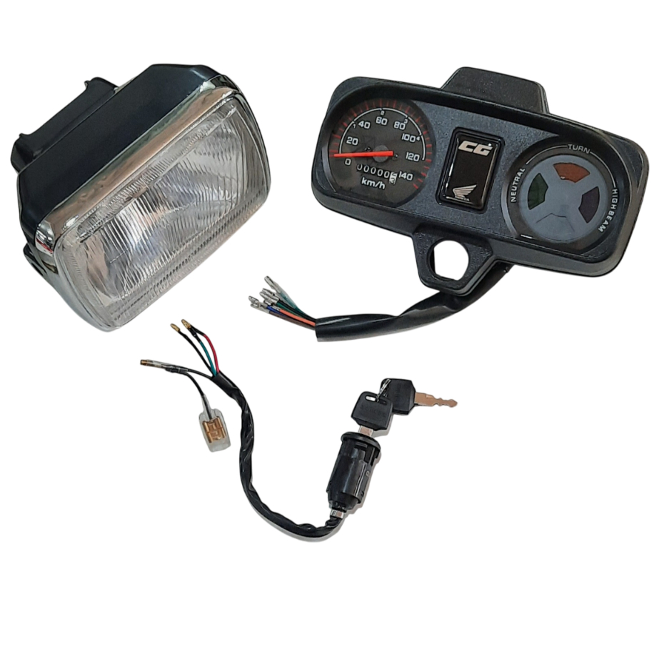 Painel + Farol Cromado Lente de Vidro e Chave Contato Cg Today Titan 125 Até 99