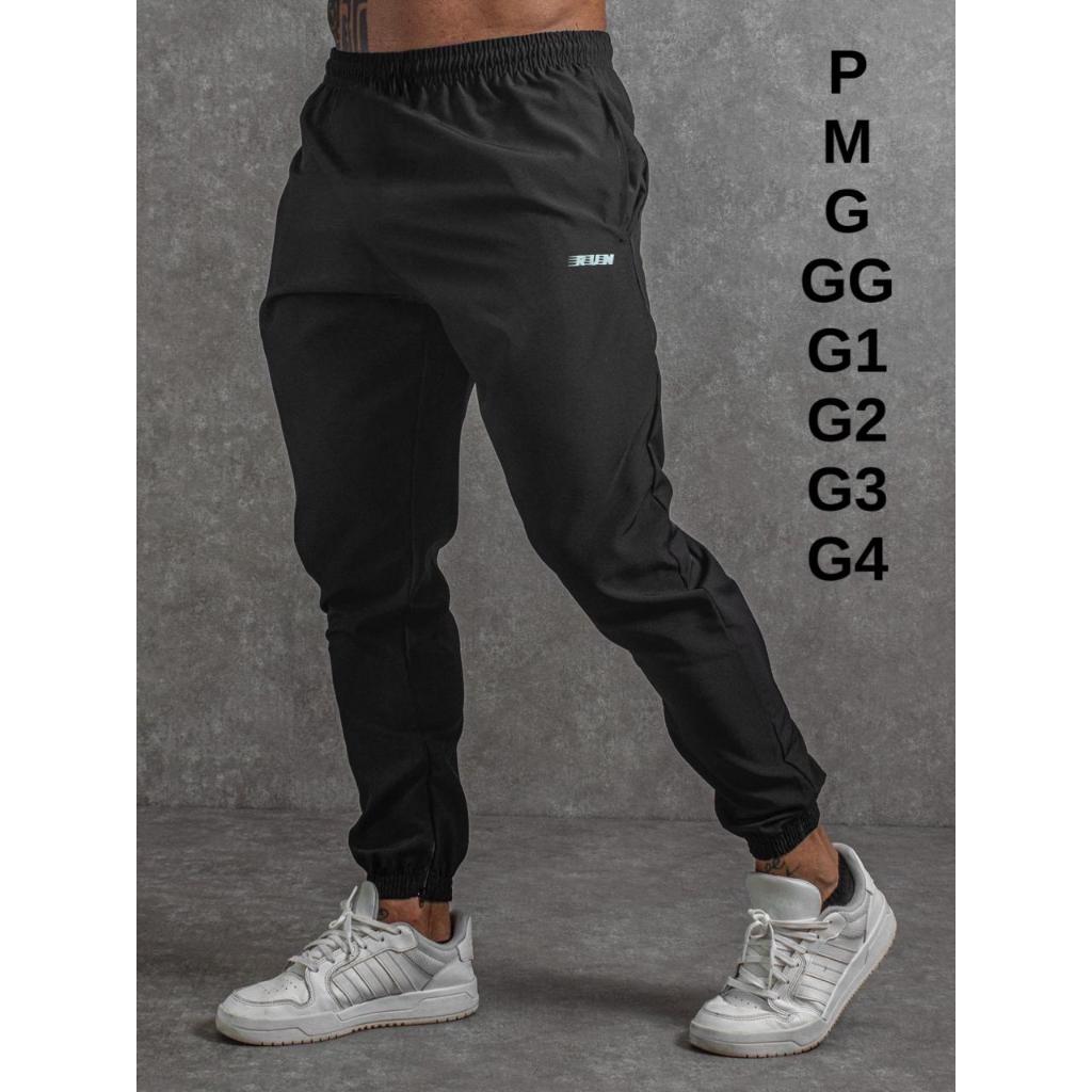 Calça Jogger Run P ao G4 Tactel com Elastano para Treino Esportiva Masculina Original com Punho