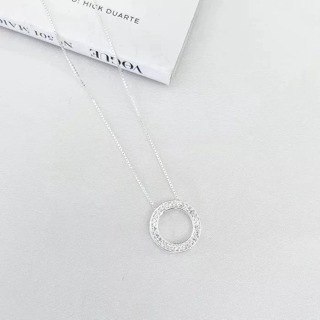 Colar em Prata Cravejado Pingente Redondo Corrente Banhado A Prata 925 em Oferta na Shopee