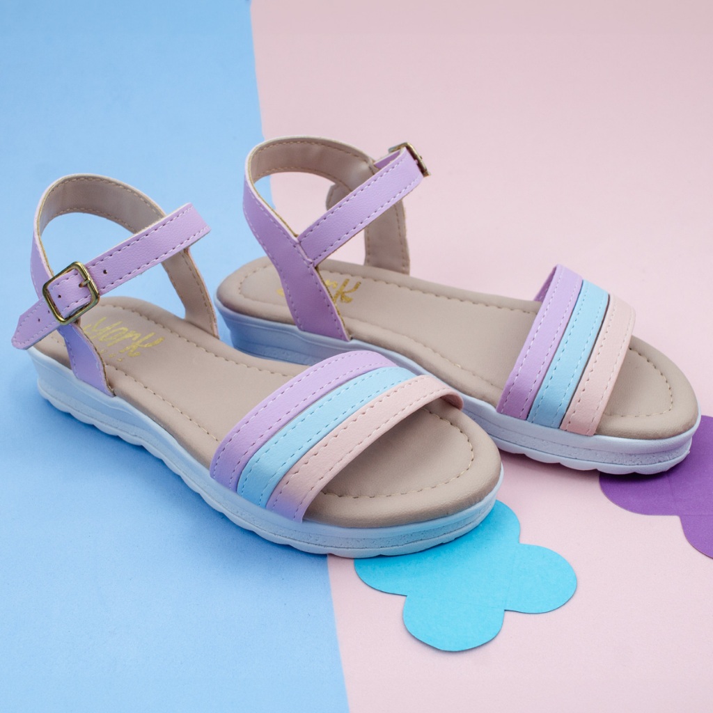 Sandália Rasteira Infantil Menina Colorida com Tiras Dia das Crianças Casual Confortável 20 ao 36