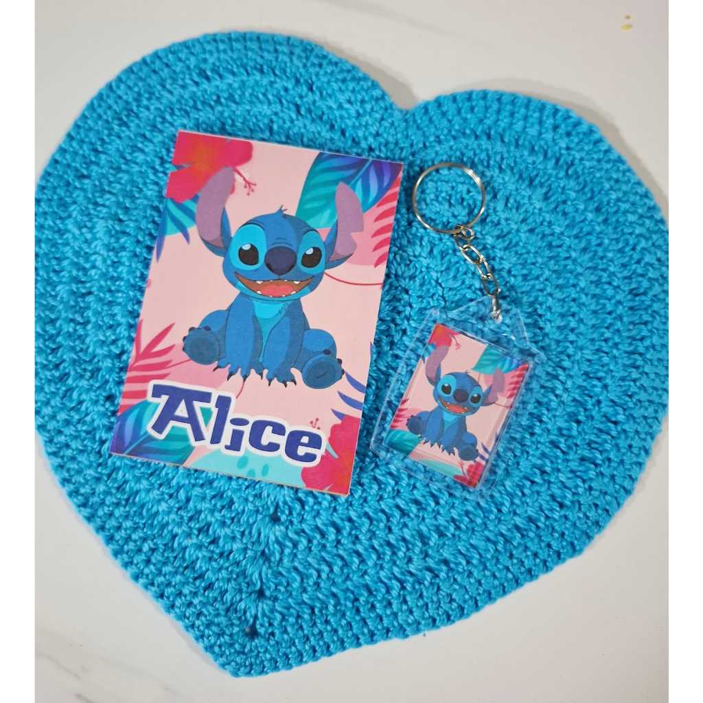 Kit 10/20/30 Bloquinhos personalizados com chaveiro - Stitch - Lembrancinha de aniversário/ festa infantil