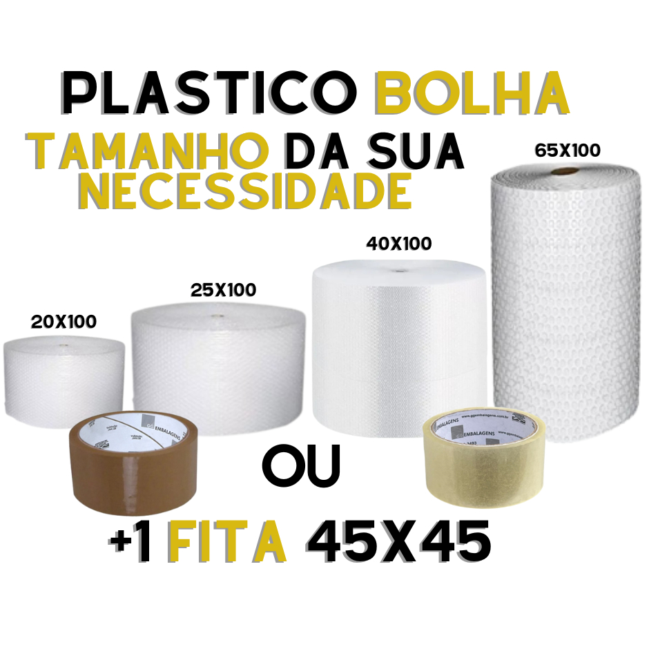 KIT MUDANÇA Plástico Bolha 100M + FITA 45X45 - ENVIO IMEDIATO -Proteção em Oferta na Shopee