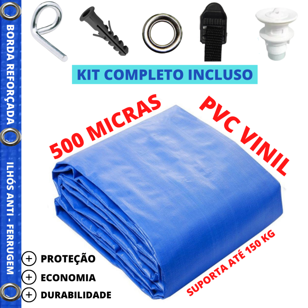 Capa de Piscina 3,5 x 6,5 Pvc Emborrachada 500 Micras Lona Proteção Segurança em Oferta na Shopee