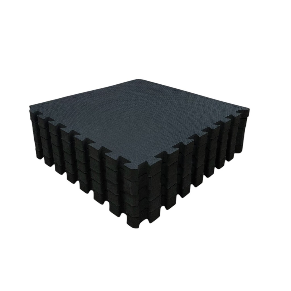 Kit 20 Tapete Tatame Eva Loja da Maria Bebe Fitness 50x50x3cm 30mm Preto