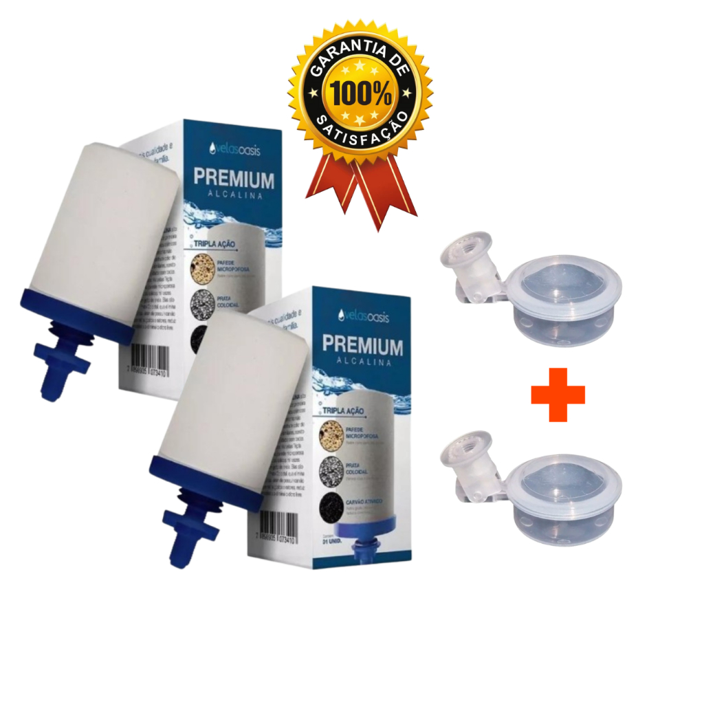 Kit 2 Velas Para Filtro De Barro Carvão Ativado e Prata Coloidal Tripla Ação + 2 Boias Dosadora