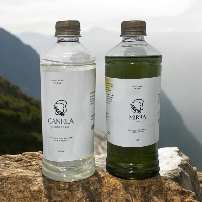 Promoção Kit 2 Óleos Mirra e Canela 500ml | Óleo de Unção Natural e Puro