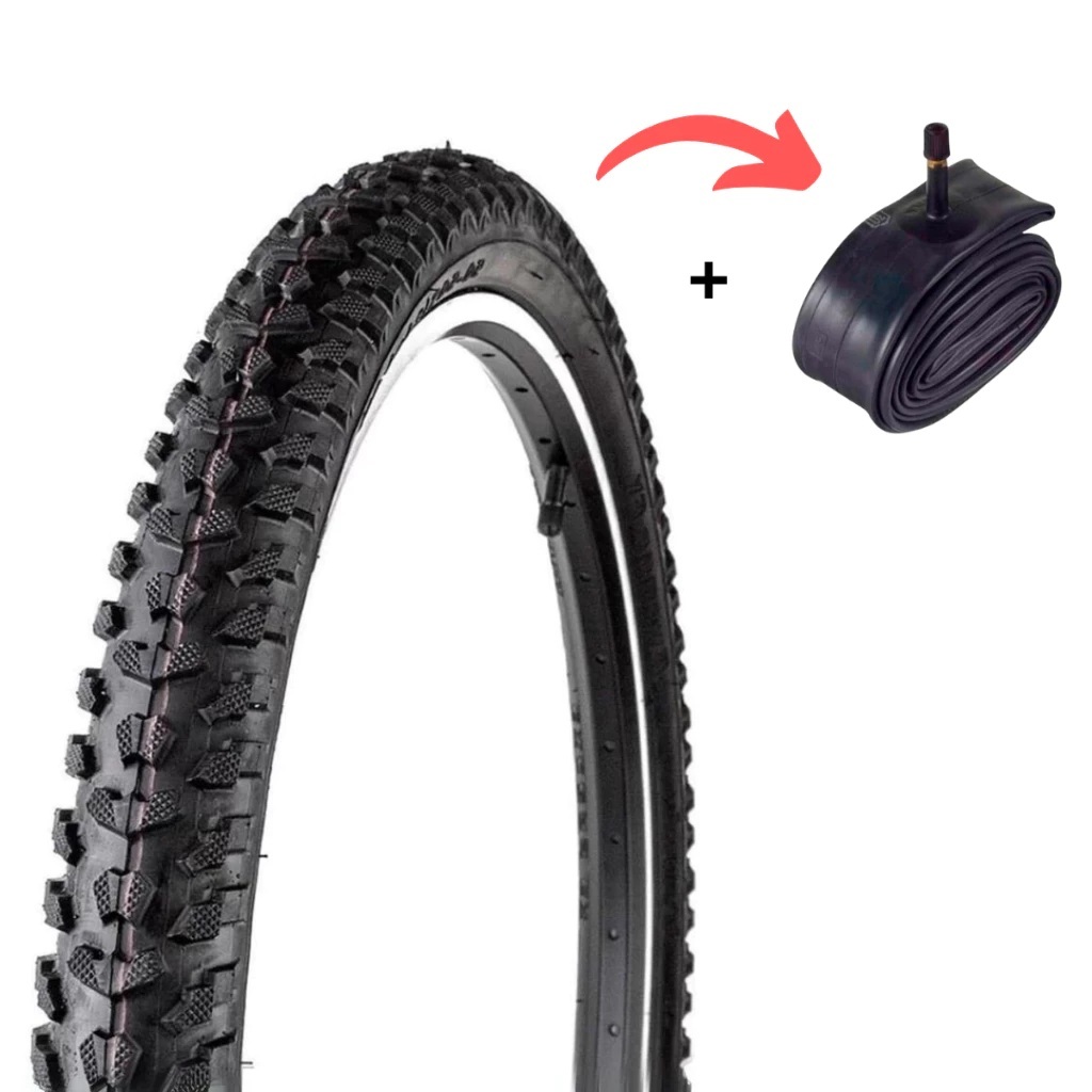 Pneu 26 x 1.95 Levorin Excess Cravo Borrachudo + Câmara de Ar Aro 26 Bico Grosso Bicicleta Bike Mtb