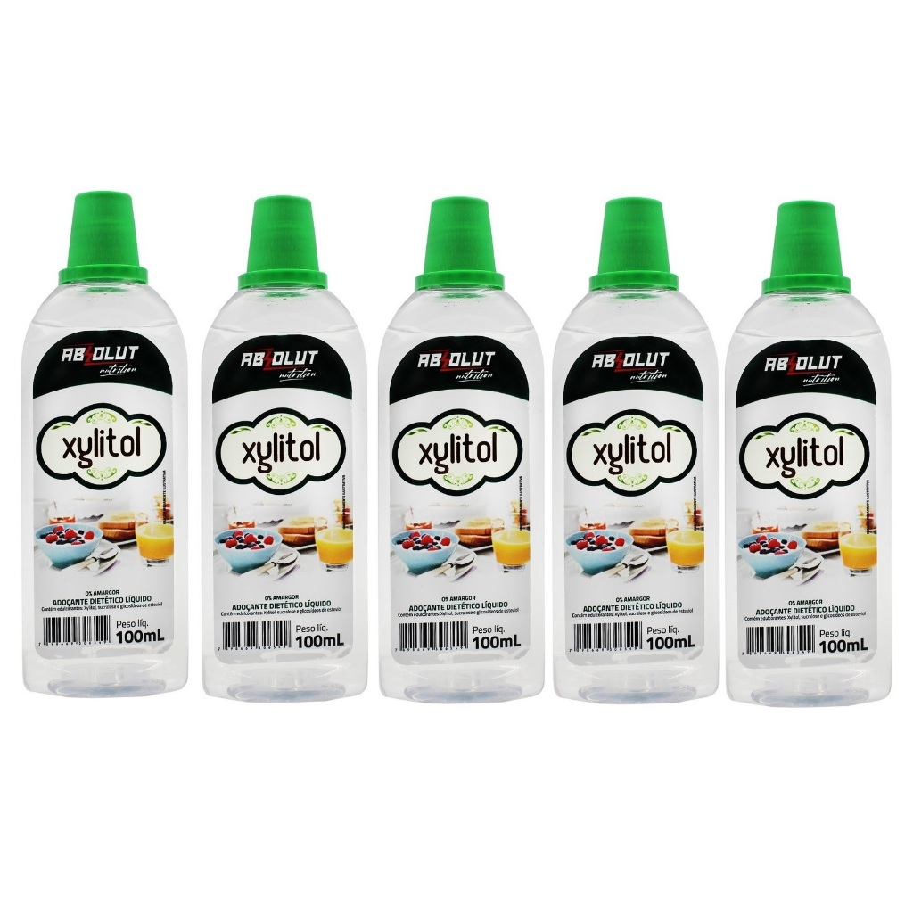 kit  5 Adoçante Xylitol Natural Liquido 100ml em Oferta na Shopee