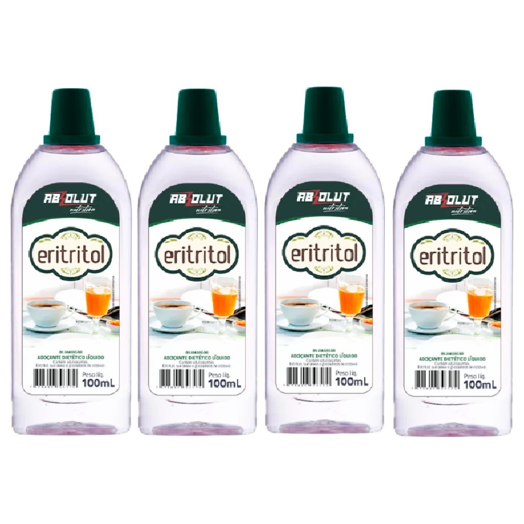 kit 4 Adoçante Eritritol Natural Liquido 100ml