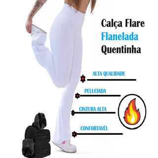 Calça Flare  Flanelada Térmica inverno/Cintura Alta em Oferta na Shopee
