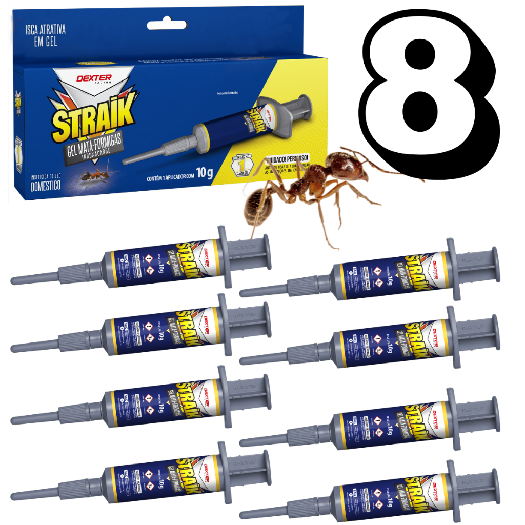 Até 8 Straik Gel Mata Formigas 10g (Uso doméstico, aprovado pela ANVISA)