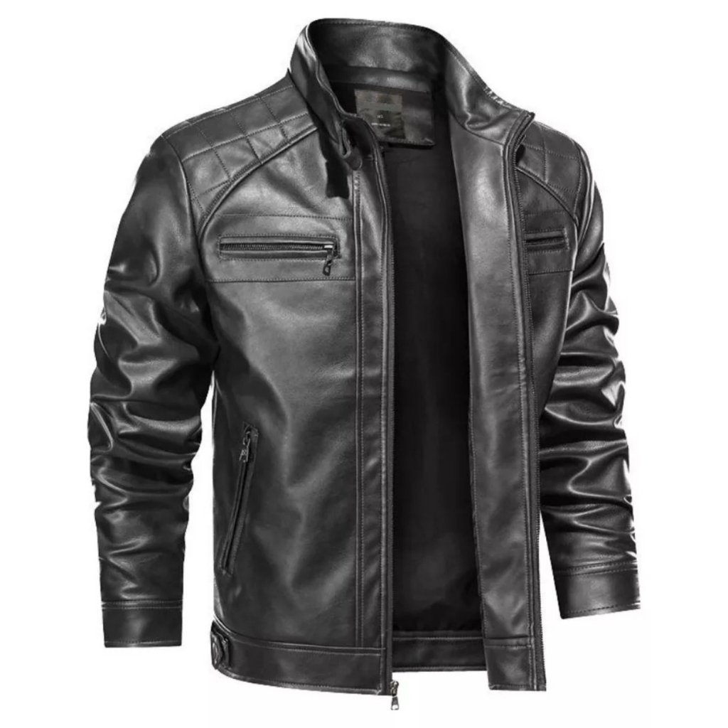 Jaqueta De Couro Masculina Slim Resistente Inverno Casual