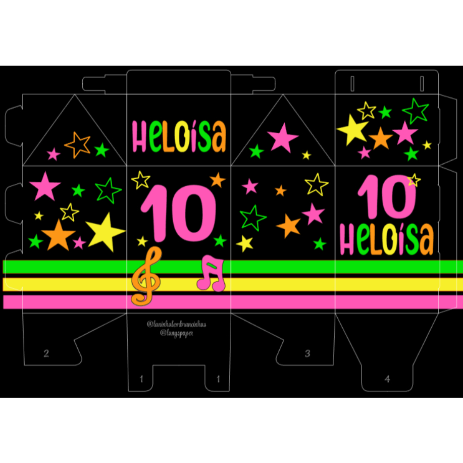 10 Caixas milk Neon Balada Caixinha personalizada Neon Balada
