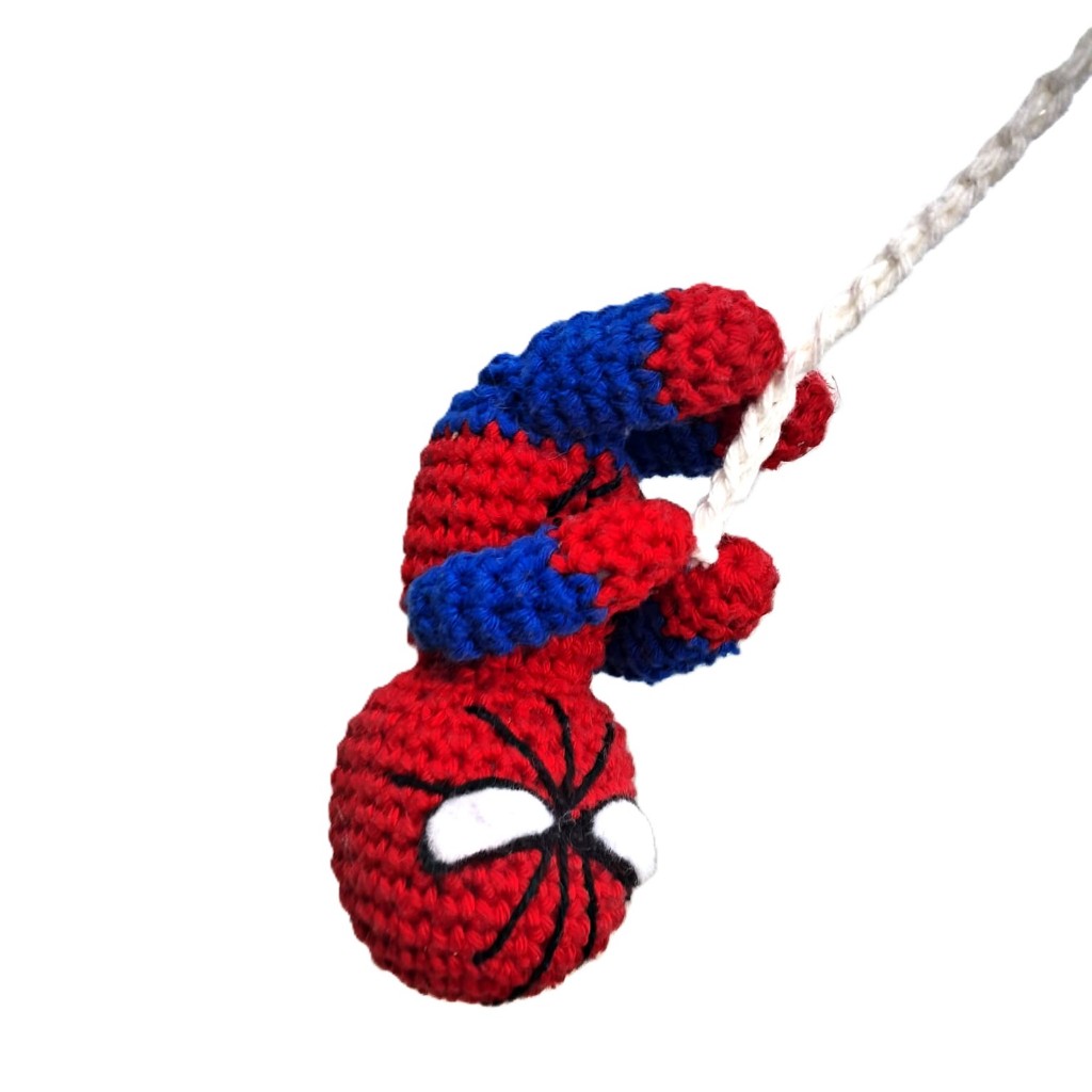 Chaveiro Amigurumi Homem Aranha Spider Man em Crochê Crochet Miranha Crianças Colecionável Kids