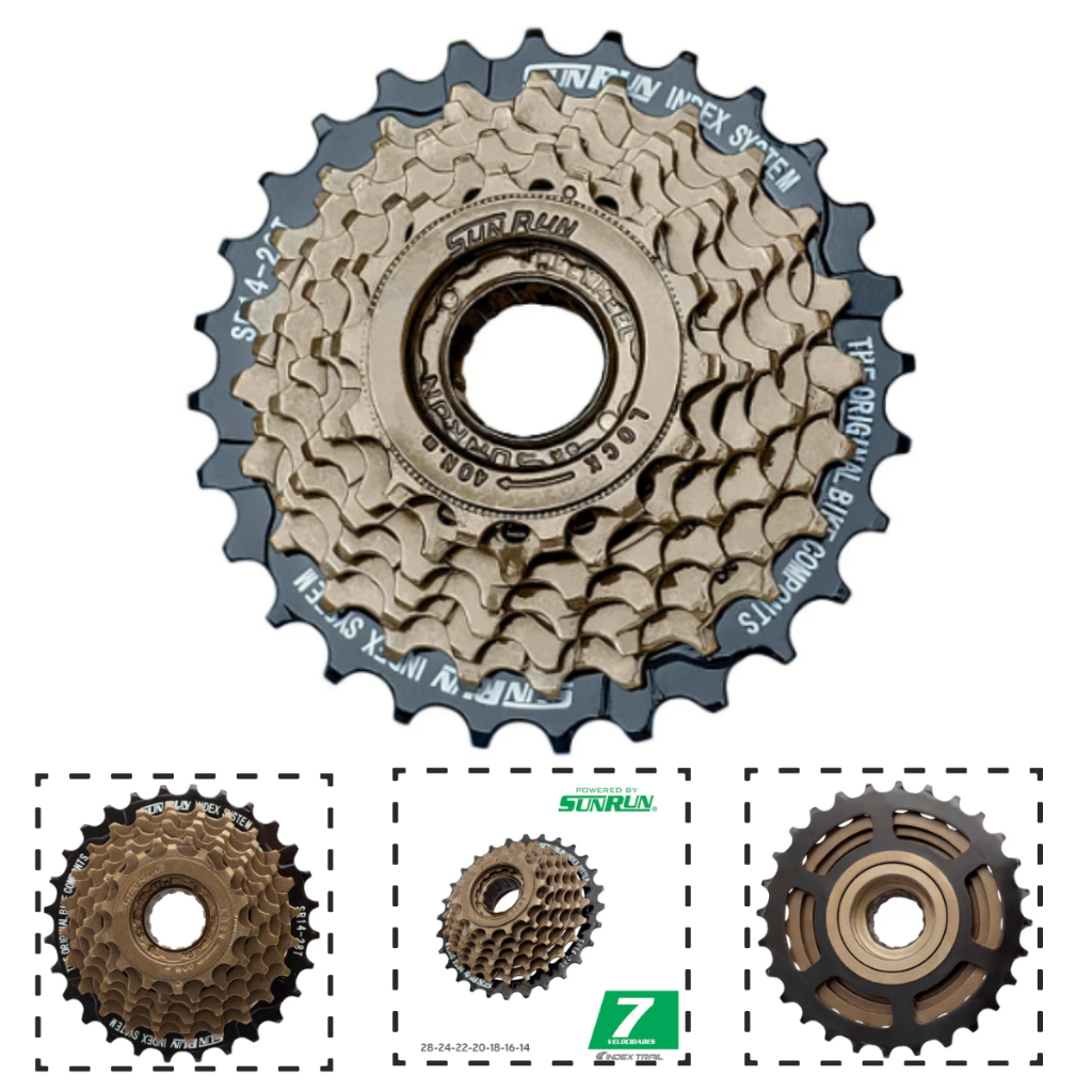 Catraca Rosca Roda Livre 7V 14/28 Dentes 21 Marchas Index Sunrun Bike Bicicleta Aro 29 26 Cubo Rosca