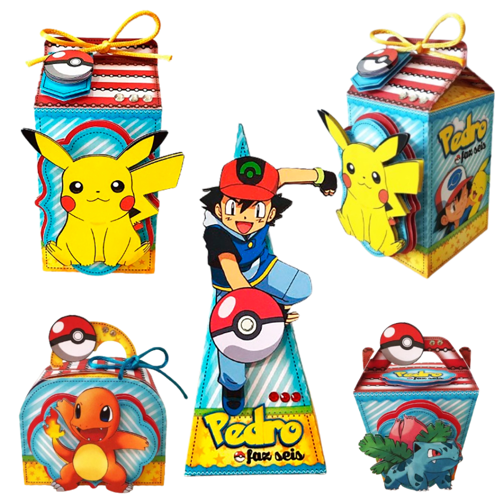 Kit Festa Caixas Personalizadas Pokemon 3D