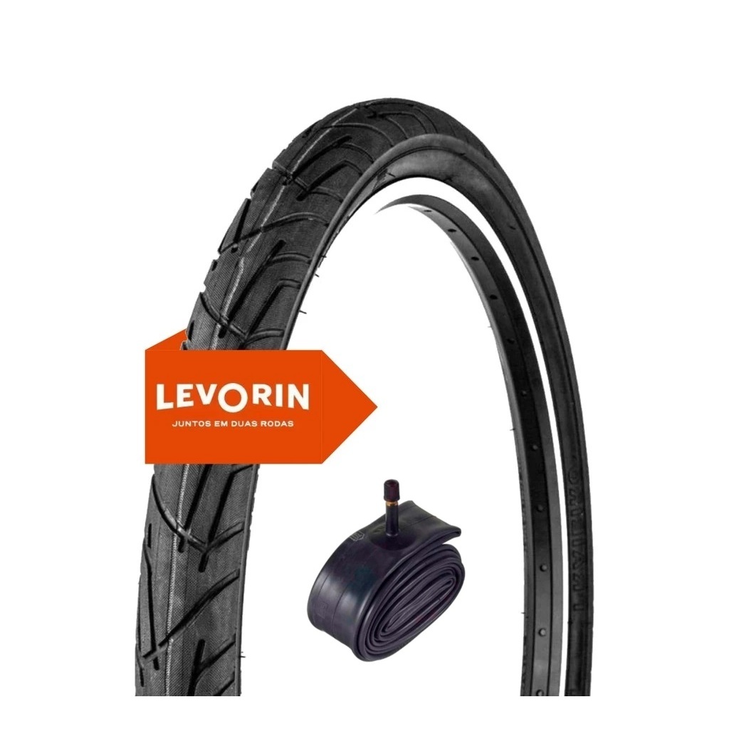 Pneu 26 x 1.95 Levorin Praieiro Slick Urbano Litoral + Câmara de Ar Aro 26 Bico Grosso Bike Mtb