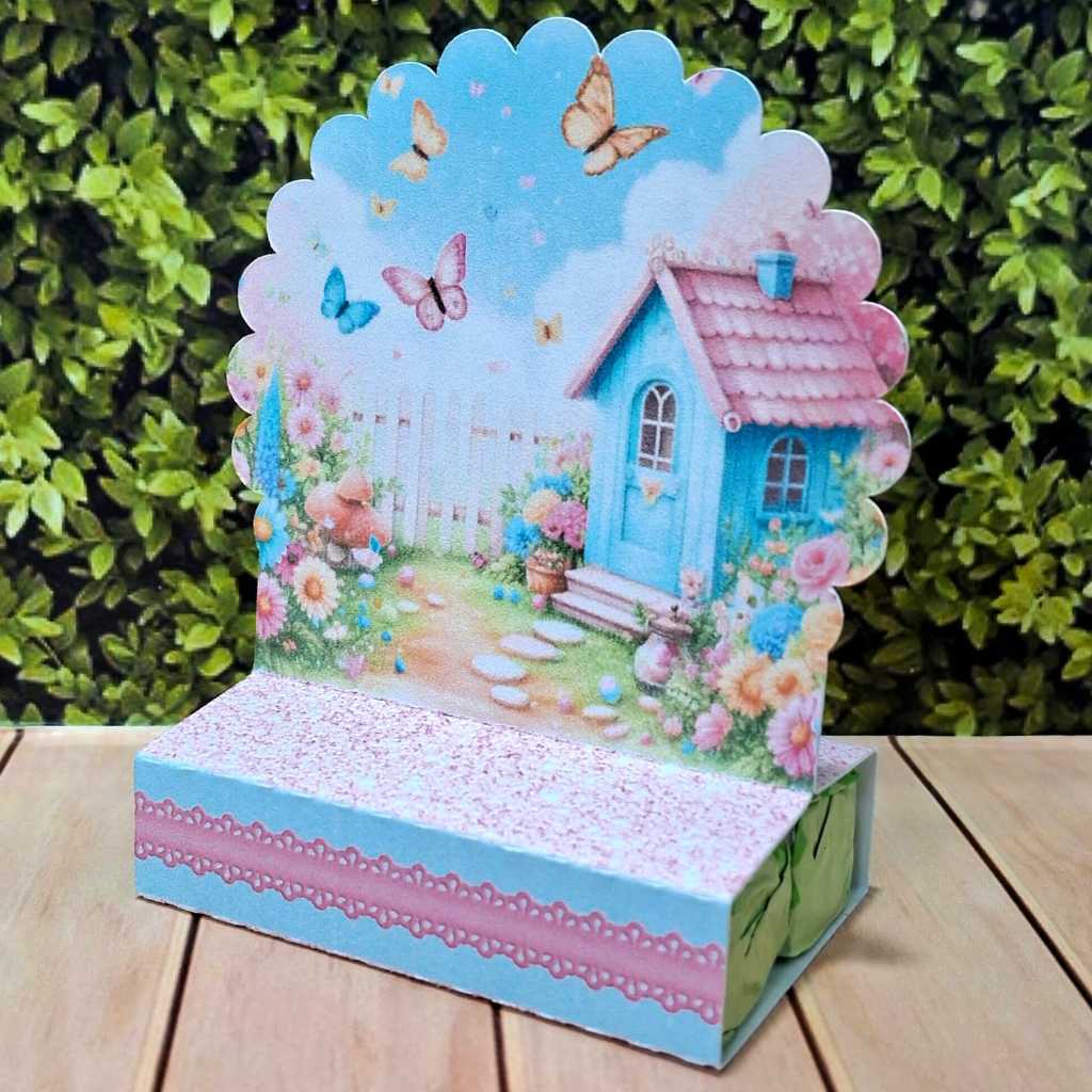 Porta Bis Personalizado para Lembrancinha de Festa, Aniversário Jardim das Borboletas Pegue e Monte