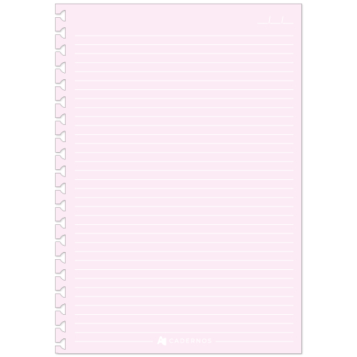 Refil ROSA PASTEL Reposicionável P/ Caderno AD C/ 50 folhas 90g/m²