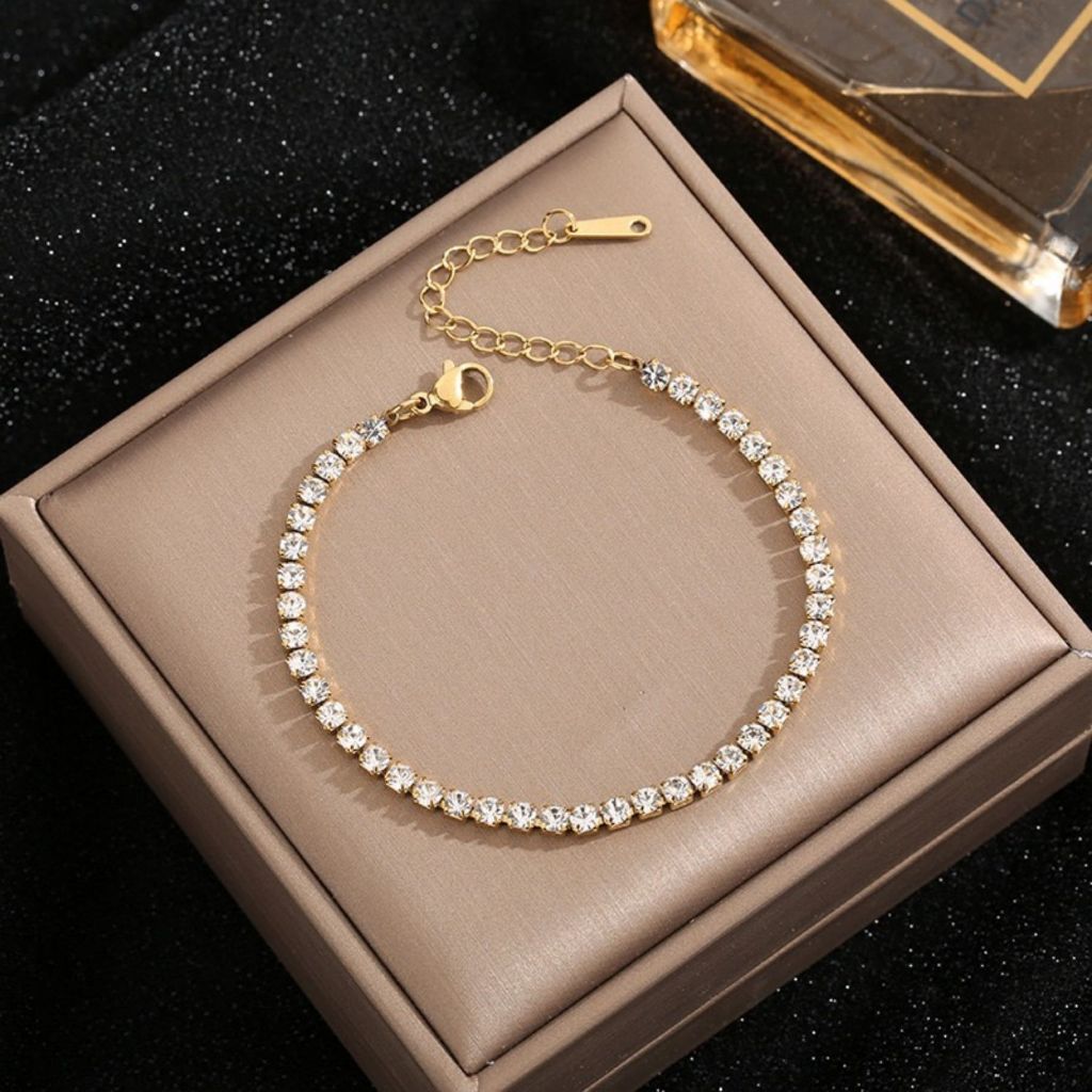 Nova pulseira de aço titânio 18K, estilo europeu e americano, simples e versátil, para mulheres, com várias fileiras de