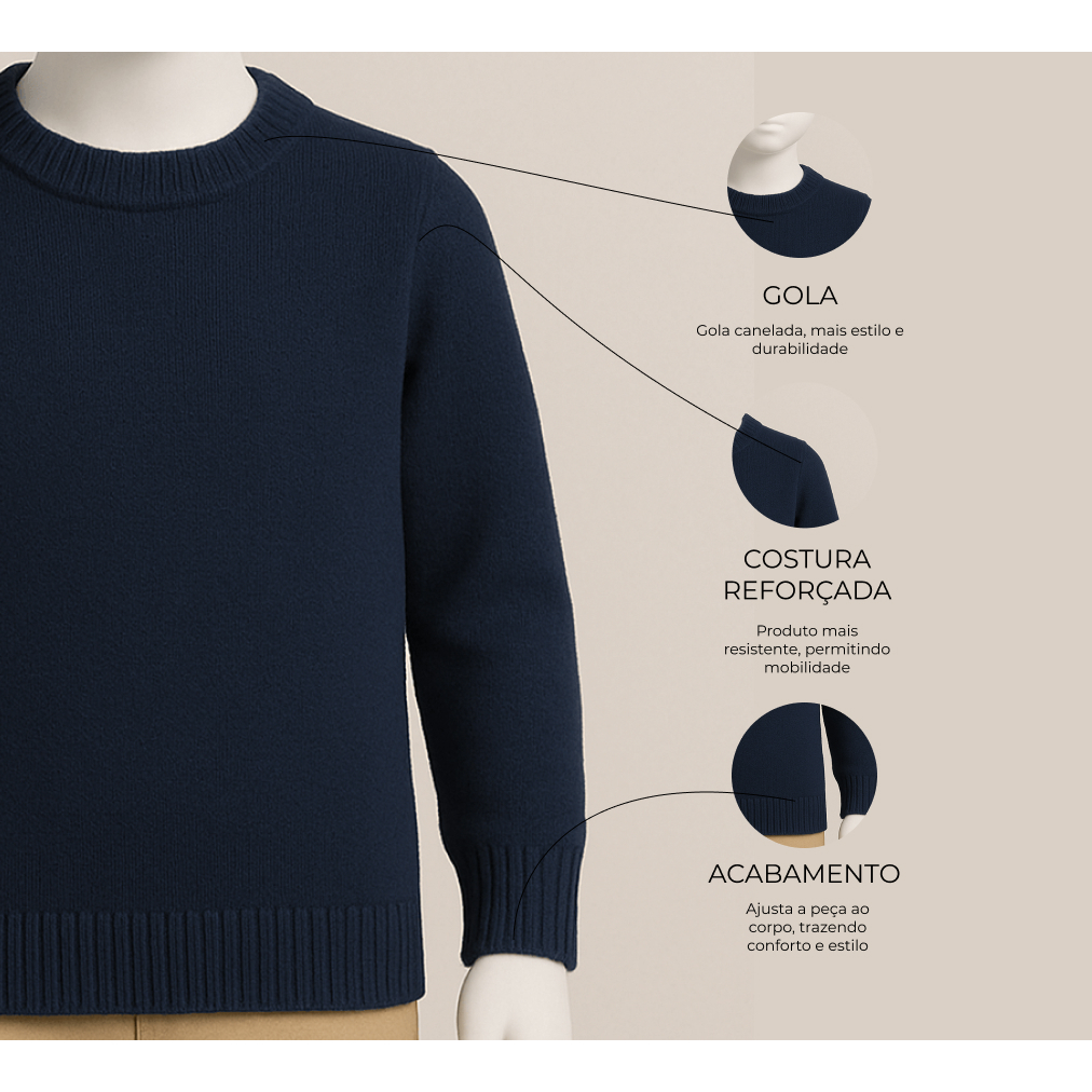 Blusa de Lã Infantil Inverno Cacharrel Tricô Juvenil Suéter Tricot Quente e Estiloso Tamanho 2 até 10 anos Menino menina