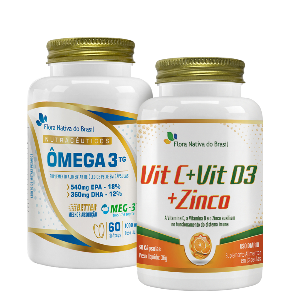 Combo Imunidade – Ômega 3 + Vitamina C D3 e Zinco – Flora Nativa