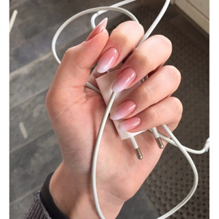 postiça soft gel decorada delicada baby boomer degrade branco em Oferta na Shopee