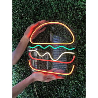 Luminária Neon Led HAMBURGUER decoração para Lanchonete 30x30cm em Oferta na Shopee