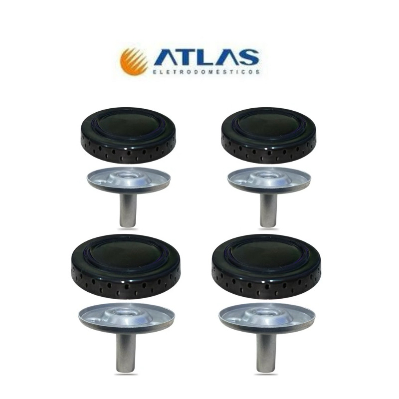 Kit Atlas Mônaco 4 Bocas Tampinhas De Fogão Espalhador De Chamas E Queimador Sorvete 8 Peças em Oferta na Shopee
