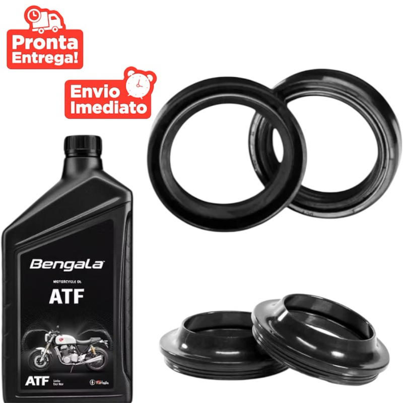 Retentor Bengala + Guarda Pó + Óleo Atf 500Ml Xtz125 Nx150 Nx200 Dt180 Dtn180 Dtz180 Rd350 Xlx250