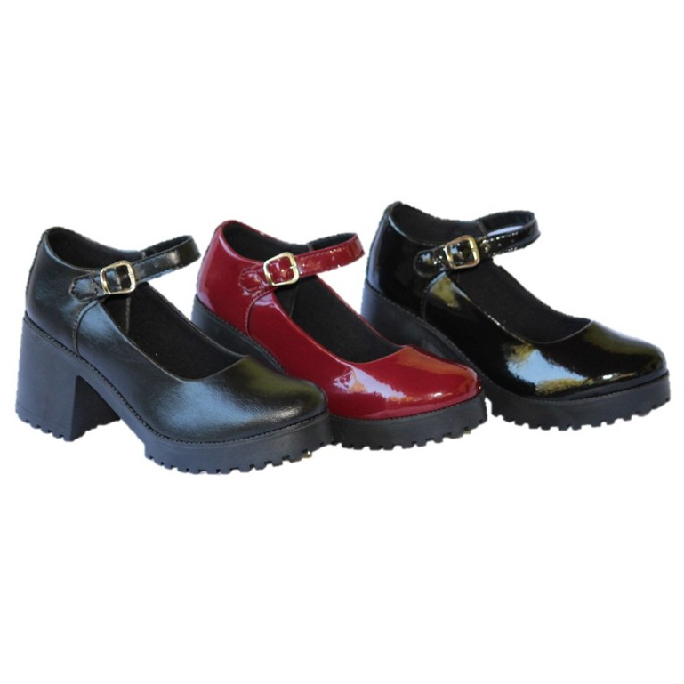 Sapato Mary Jane Feminino Solado Salto Alto com Fivela Ajustável
