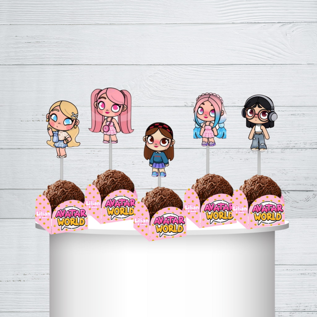kit forminha de doces + topper de doces avatar word- Avatar word- 50 forminhas de doces + 50 topper de doces- festa