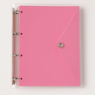 Fichário Argolado Pasta Organizadora 4 Argolas Rosa Transparente Fechamento com Botão em Oferta na Shopee