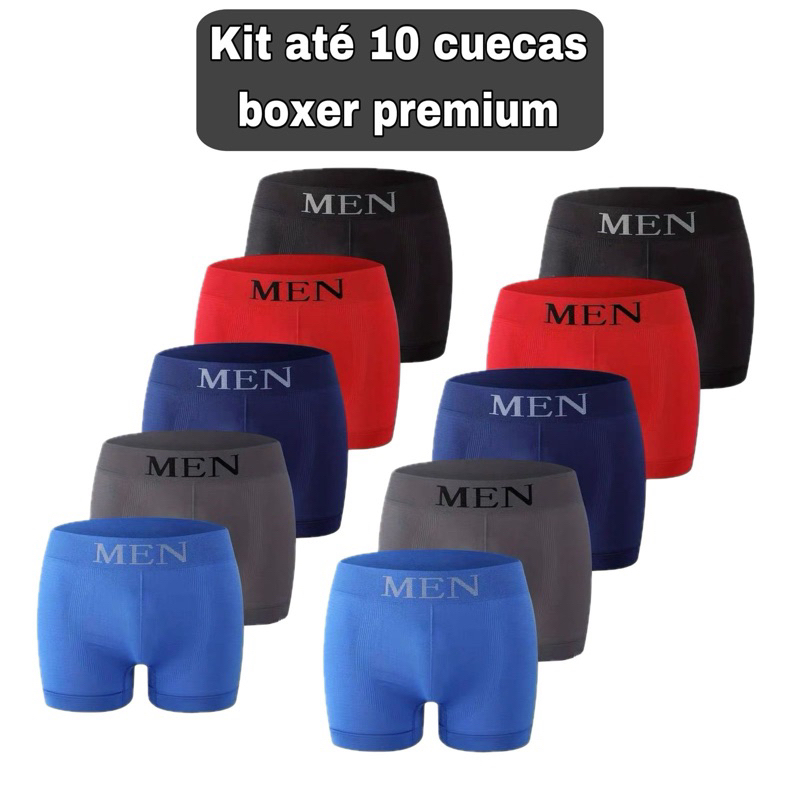 Kit Ate 10 Cuecas Boxer Microfibra Adulto Premium